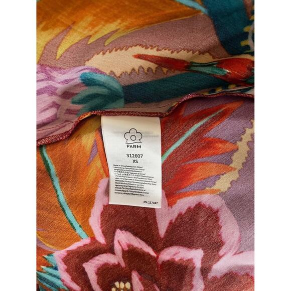 Farm Rio Maxi Dress Tropical Floral Print Spaghetti Strap Silk Blend XS - Picture 6 of 8
